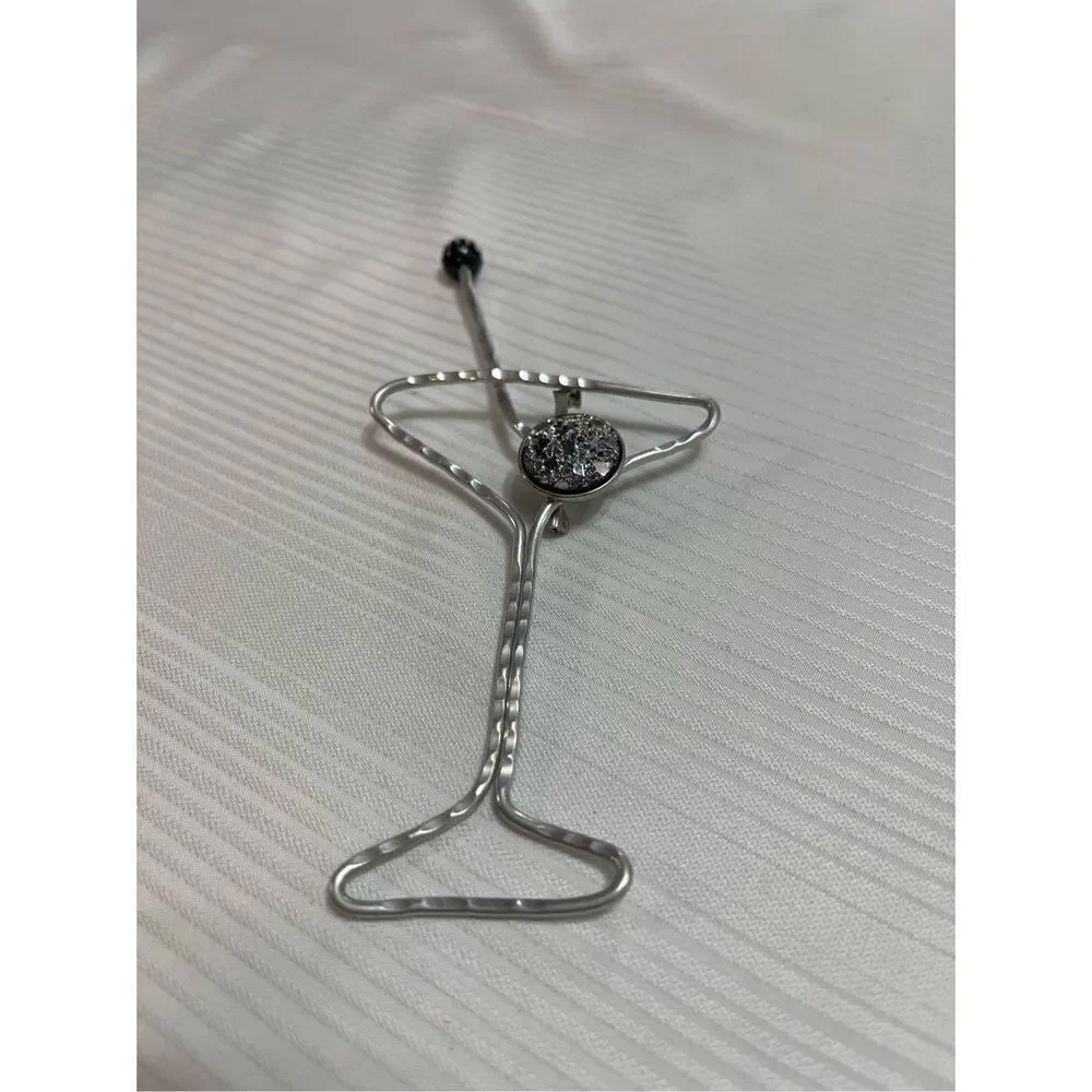 Vintage Martini With Olive Brooch RARE